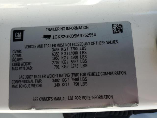 1GKS2GKD5MR252554 GMC Yukon Xl K1500 Slt