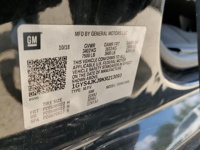 1GYS4JKJ9KR213093 Cadillac Escalade Esv Premium Luxury