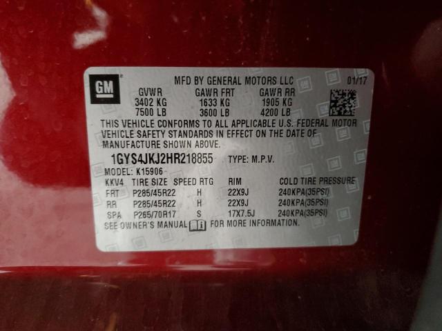 1GYS4JKJ2HR218855 Cadillac Escalade Esv Premium Luxury
