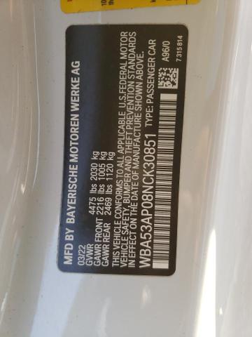 WBA53AP08NCK30851 BMW 430I