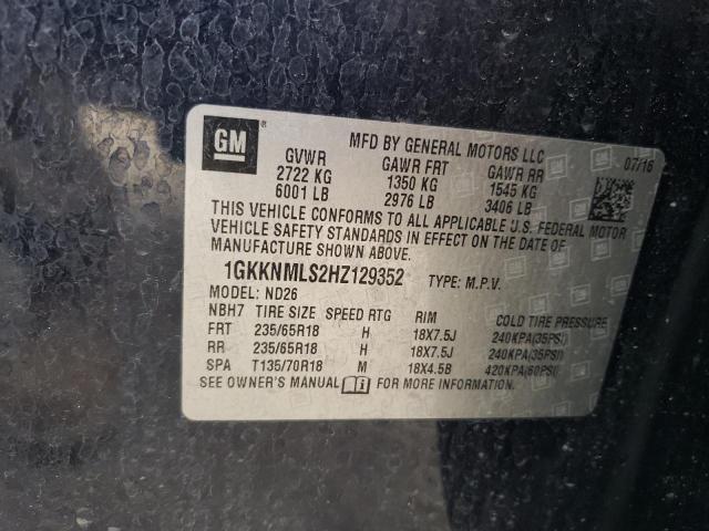 1GKKNMLS2HZ129352 GMC Acadia Slt-1
