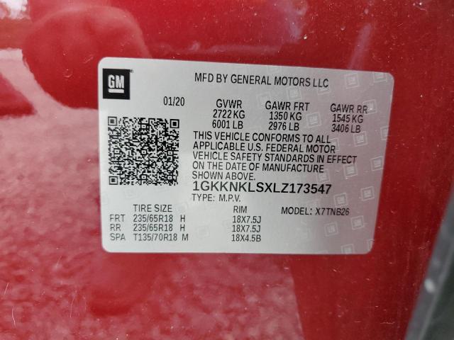 1GKKNKLSXLZ173547 GMC ACADIA SLE