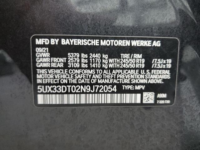5UX33DT02N9J72054 BMW X4 Xdrive30i