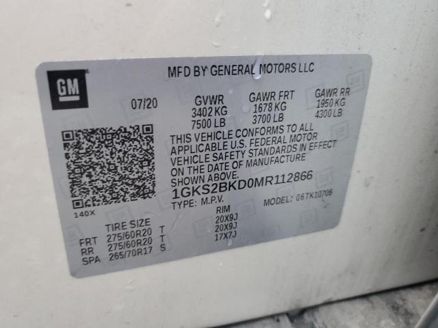 1GKS2BKD0MR112866 GMC YUKON SLT