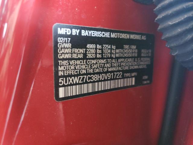 5UXWZ7C38H0V91722 BMW X3 Sdrive28i