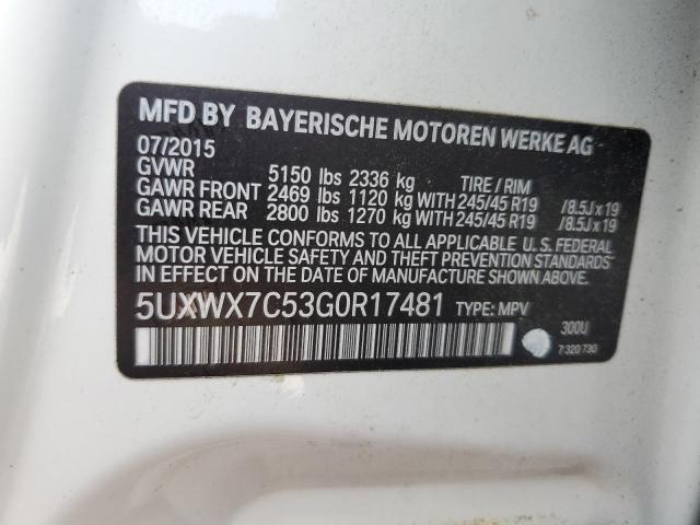 5UXWX7C53G0R17481 BMW X3 Xdrive35i