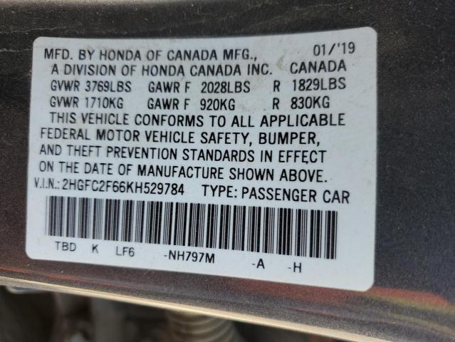 2HGFC2F66KH529784 Honda Civic Lx