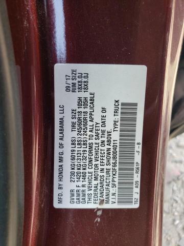 5FPYK3F66JB004011 Honda Ridgeline Rtl