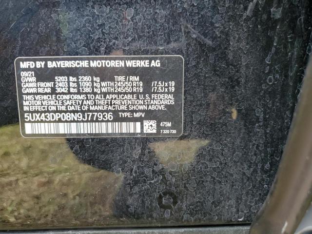 5UX43DP08N9J77936 BMW X3 Sdrive30i