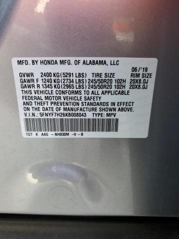 5FNYF7H26KB008043 Honda Passport Sport