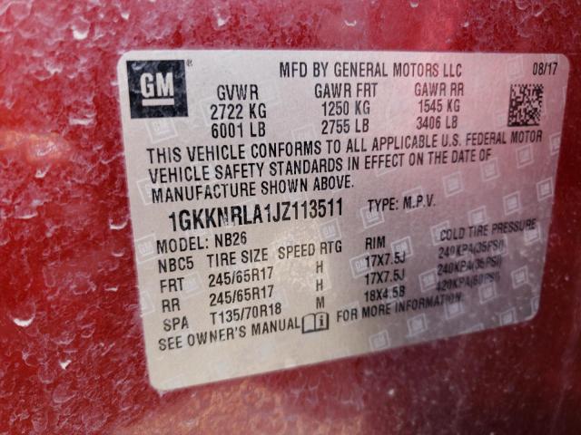 1GKKNRLA1JZ113511 GMC ACADIA SLE