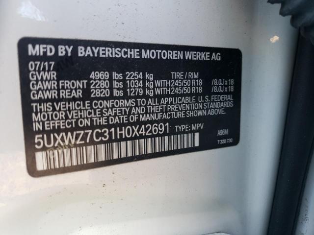 5UXWZ7C31H0X42691 BMW X3 Sdrive28i