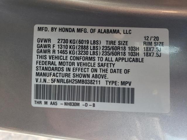5FNRL6H25MB038211 Honda ODYSSEY LX