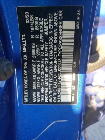SHHFK7H42LU220443 Honda Civic Sport