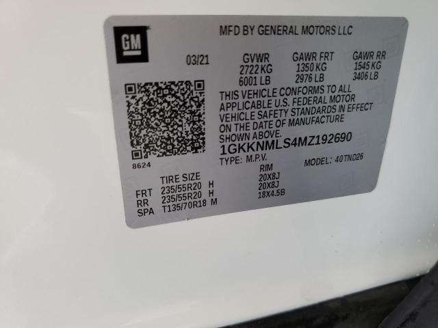 1GKKNMLS4MZ192690 GMC ACADIA SLT