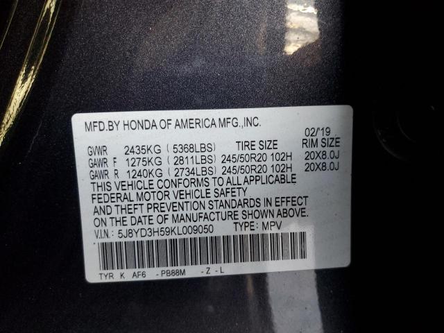5J8YD3H59KL009050 Acura Mdx Technology