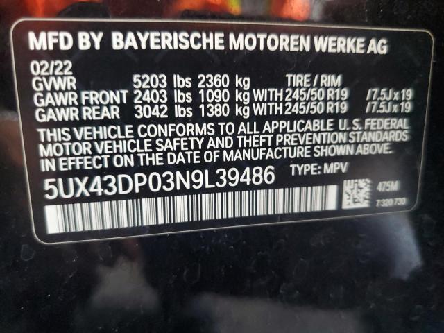 5UX43DP03N9L39486 BMW X3 Sdrive30i