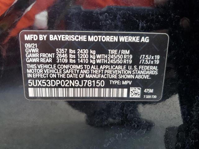 5UX53DP02N9J78150 BMW X3 Xdrive30i