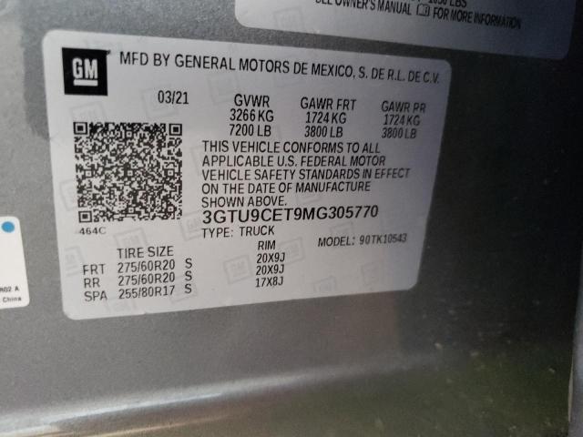 3GTU9CET9MG305770 GMC Sierra K1500 Elevation