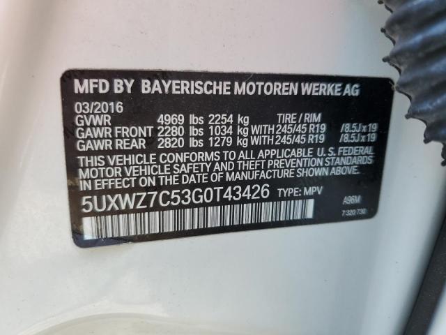 5UXWZ7C53G0T43426 BMW X3 Sdrive28i