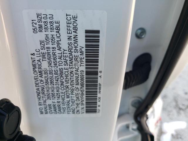 5FNYF6H57MB086919 Honda PILOT EXL