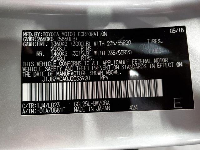 JTJBZMCA0J2033920 Lexus Rx 350 Base