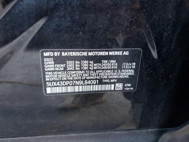 5UX43DP07N9L84091 BMW X3 Sdrive30i