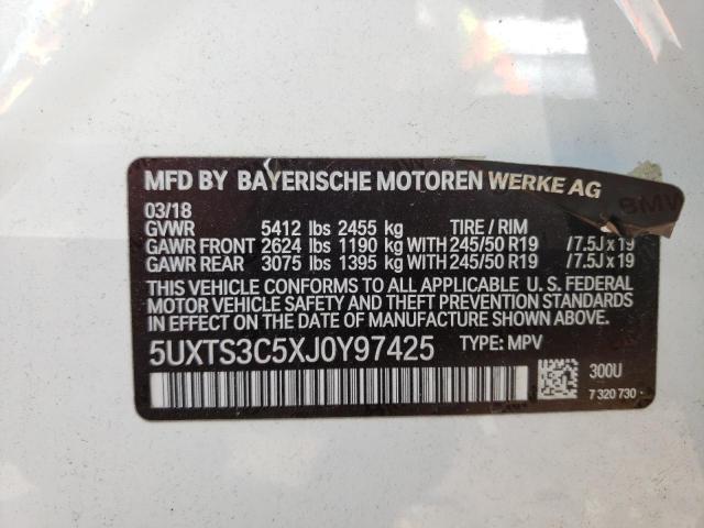 5UXTS3C5XJ0Y97425 BMW X3 Xdrivem40i