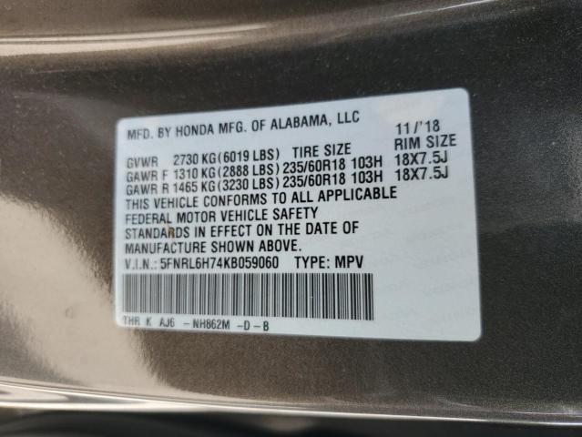 5FNRL6H74KB059060 Honda ODYSSEY EXL