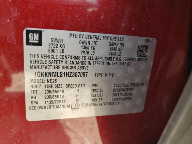 1GKKNMLS1HZ307087 GMC Acadia Slt-1