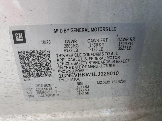 1GNEVHKW1LJ328010 Chevrolet Traverse Lt