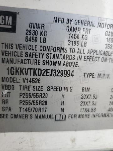 1GKKVTKD2EJ329994 GMC Acadia Denali