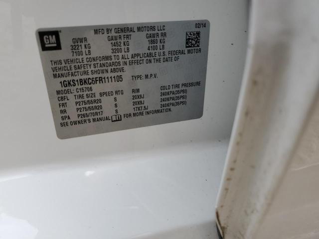 1GKS1BKC6FR111105 GMC YUKON SLT