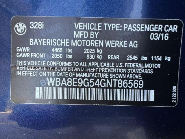 WBA8E9G54GNT86569 BMW 328 I Sulev