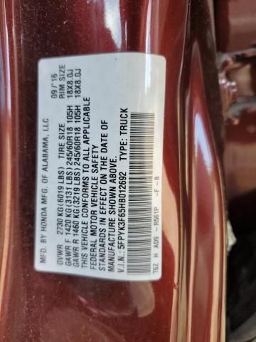 5FPYK3F65HB012692 Honda Ridgeline Rtl