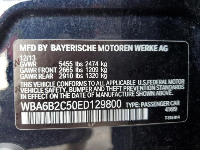 WBA6B2C50ED129800 BMW 650 I Gran Coupe