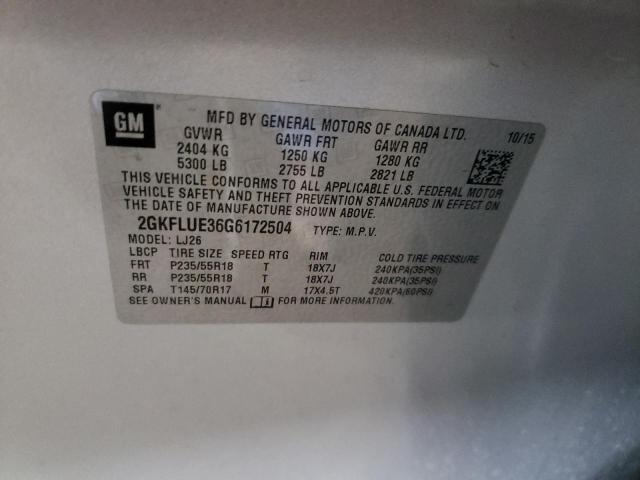 2GKFLUE36G6172504 GMC Terrain Slt