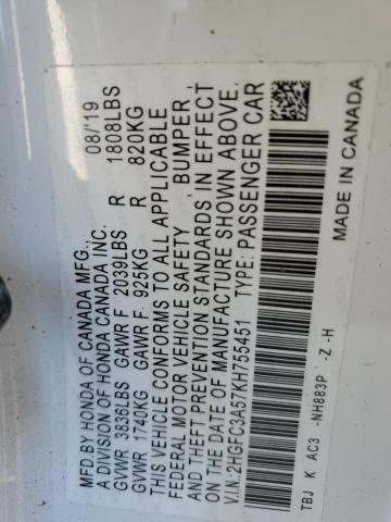 2HGFC3A57KH755451 Honda CIVIC SI