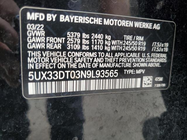 5UX33DT03N9L93565 BMW X4 Xdrive30i