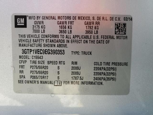 3GTP1VEC9EG390353 GMC Sierra C1500 Slt
