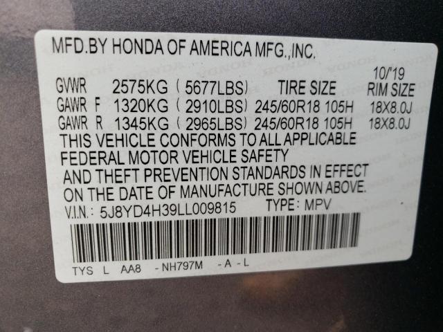 5J8YD4H39LL009815 Acura MDX