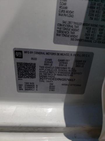 3GTPHDED0NG574417 GMC Sierra C1500 Slt