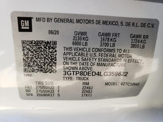 3GTP8DED4LG359622 GMC Sierra C1500 Slt