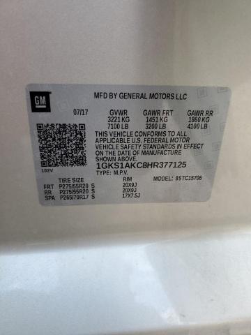 1GKS1AKC8HR377125 GMC YUKON SLE