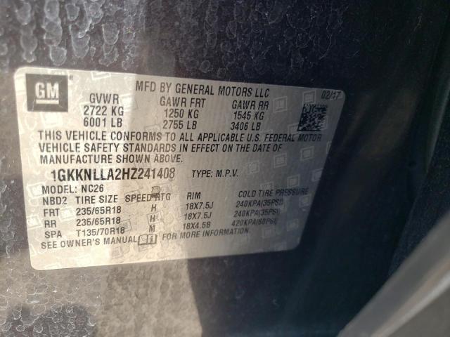 1GKKNLLA2HZ241408 GMC ACADIA SLE