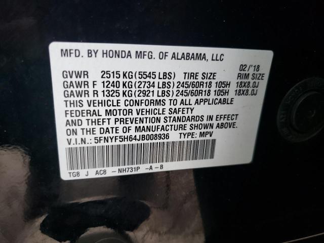 5FNYF5H64JB008936 Honda PILOT EXL