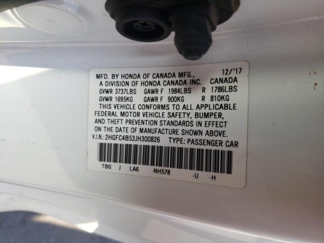 2HGFC4B53JH300826 Honda Civic Lx