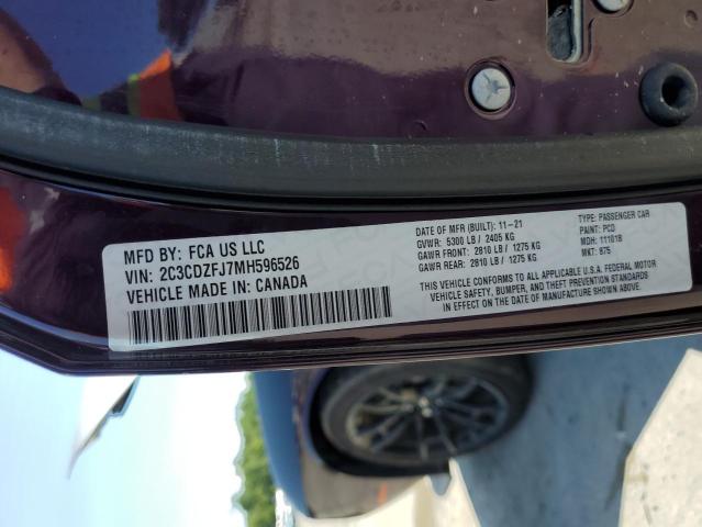 2C3CDZFJ7MH596526 Dodge Challenger R/t Scat Pack