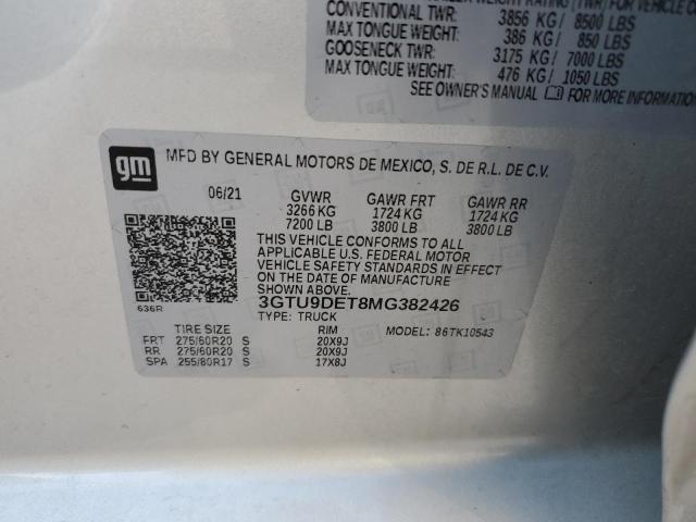 3GTU9DET8MG382426 GMC Sierra K1500 Slt