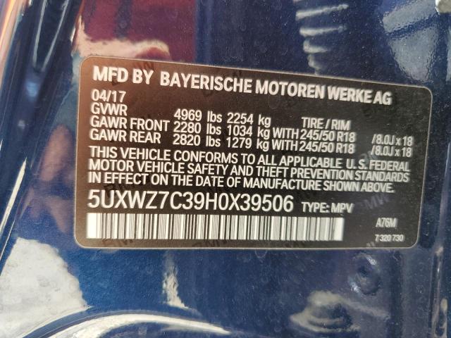 5UXWZ7C39H0X39506 BMW X3 Sdrive28i